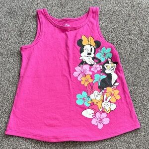 Disney Minnie Mouse Tank Top Girls Size 6X Pink Daisy Floral Graphic Summer